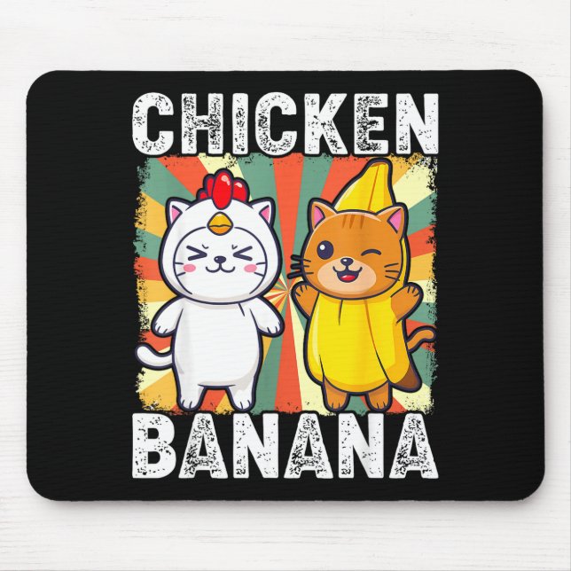 Cute Animals In Chicken And Banana Costumes Kawaii Mouse Mat (Front)