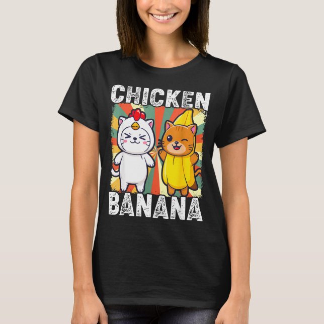 Cute Animals In Chicken And Banana Costumes Kawaii T-Shirt (Front)