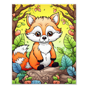 Cute Animals in forest for Kids Photo Print