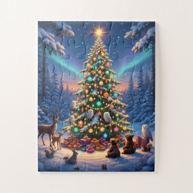 Cute Animals in Forest with Tree Jigsaw Puzzle (Vertical)