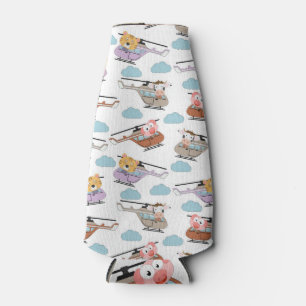 Cute Animals In Helicopter Pattern Bottle Cooler