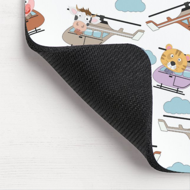 Cute Animals In Helicopter Pattern Mouse Mat (Corner)