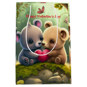 Cute animals in love medium gift bag