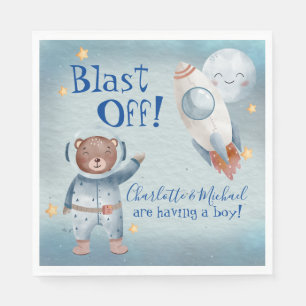 Cute Animals in Outer Space Baby Boy Theme Napkin