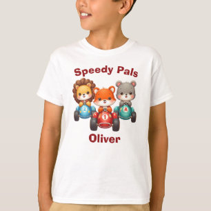 Cute Animals in Race Cars - Speedy Pals T-Shirt