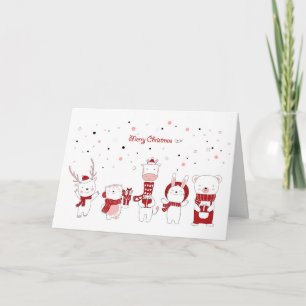 Cute Animals in Snow Christmas Card