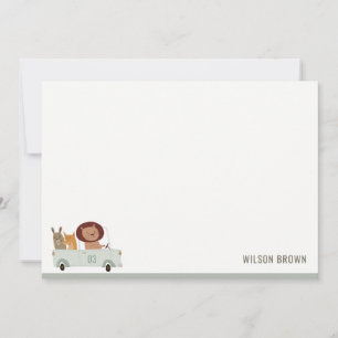 Cute Animals In the Car City Road Kids Birthday Card