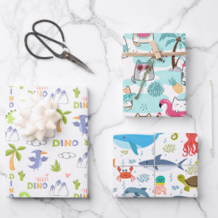 Cute Animals Kids Gift Wrapping Paper Sheet