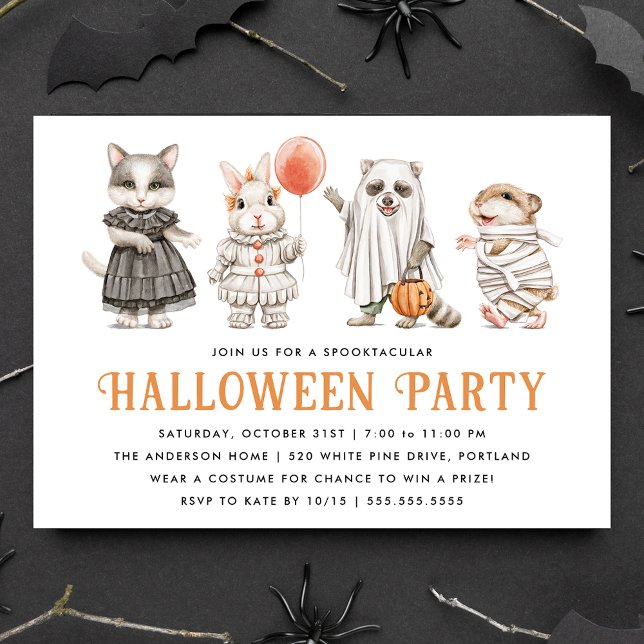 Cute Animals Kids Halloween Costume Party Invitation (Creator Uploaded)