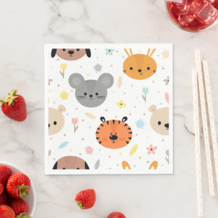 Cute animals kids party napkin