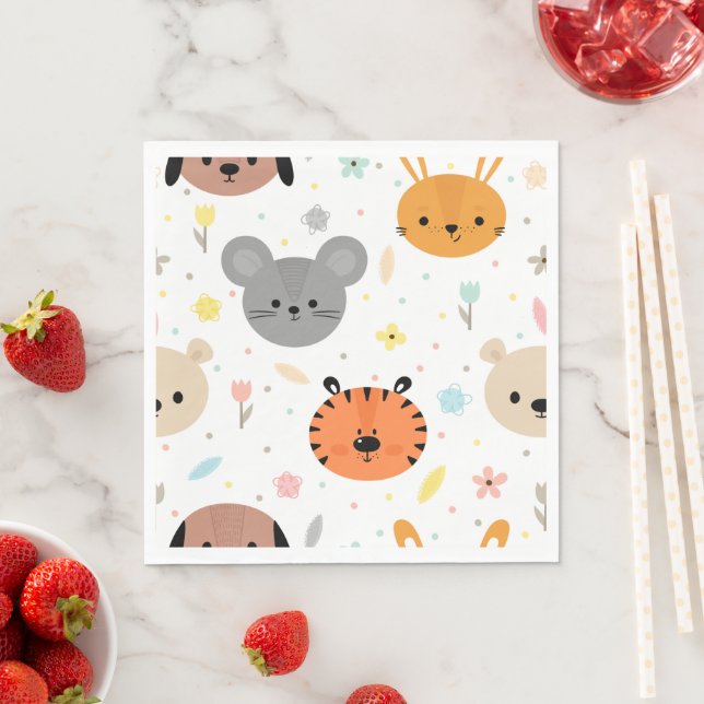 Cute animals kids party napkin (Insitu)