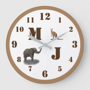 Cute Animals Monogrammed Acrylic Wall Clock