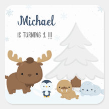 Cute animals mountain winter Sticker