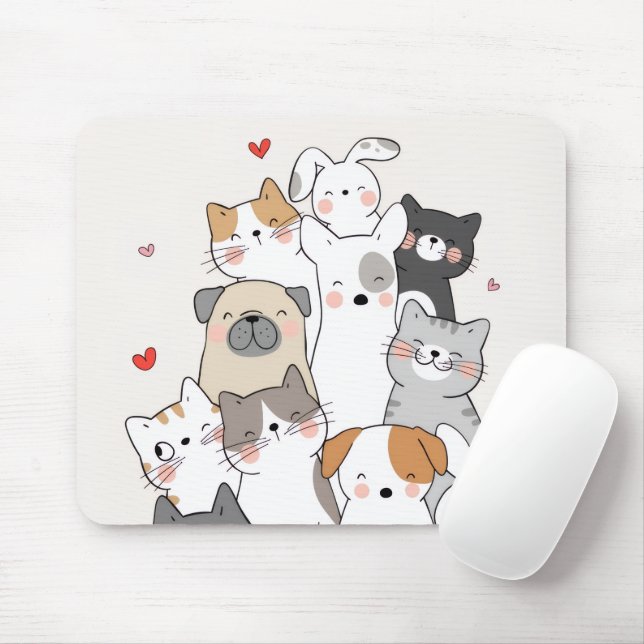 cute animals mouse mat (With Mouse)