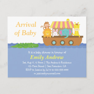 Cute Animals, Noah's Ark Baby Shower Invitation
