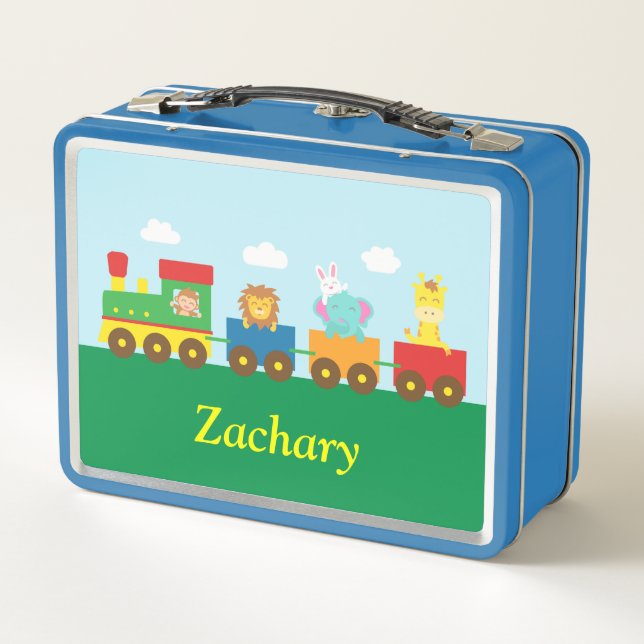 Cute Animals On Train Kids Lunch Box (Back)