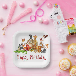 Cute animals paper plate