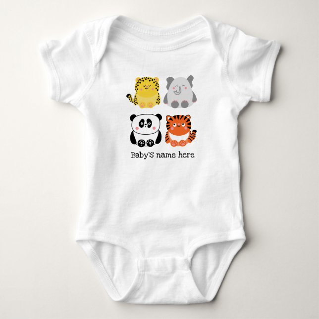 Cute animals personalised baby bodysuit (Front)