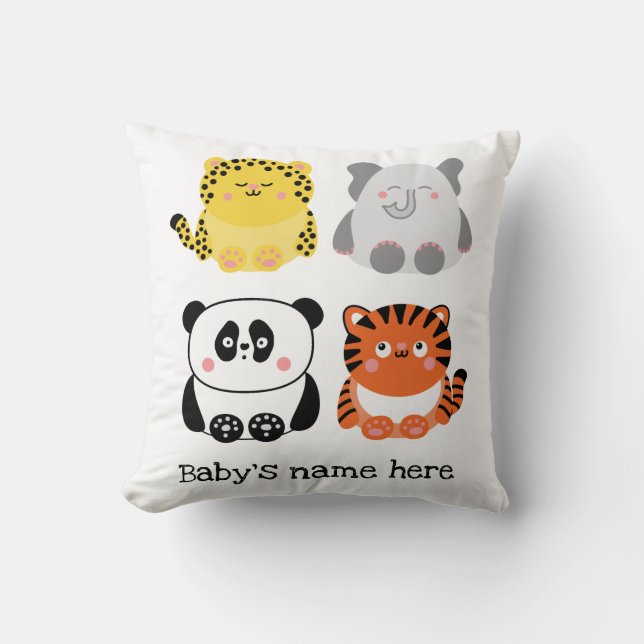 Cute animals personalised nursery cushion (Front)