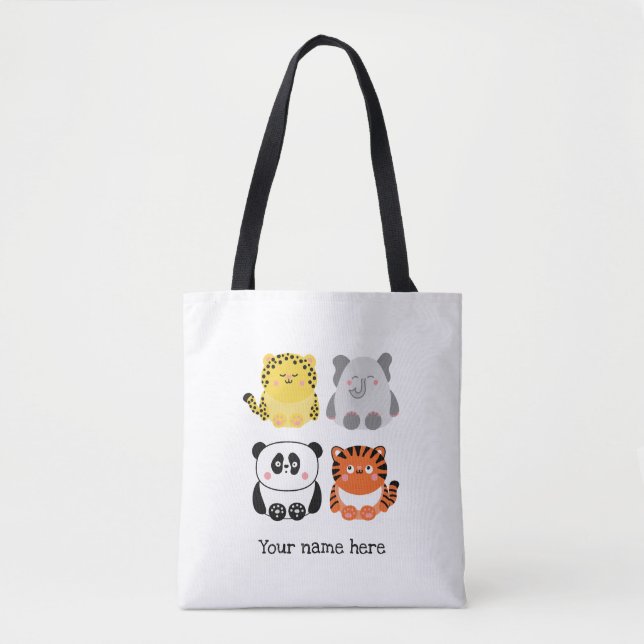Cute animals personalised tote bag (Front)