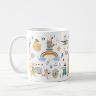 Cute Animals Playing Musical Instruments Coffee Mug