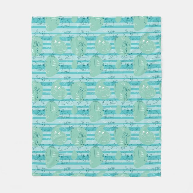 Cute animals playing with water 1 fleece blanket (Front)