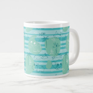 Cute animals playing with water 1 large coffee mug