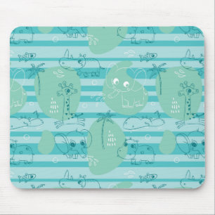 Cute animals playing with water 1 mouse mat