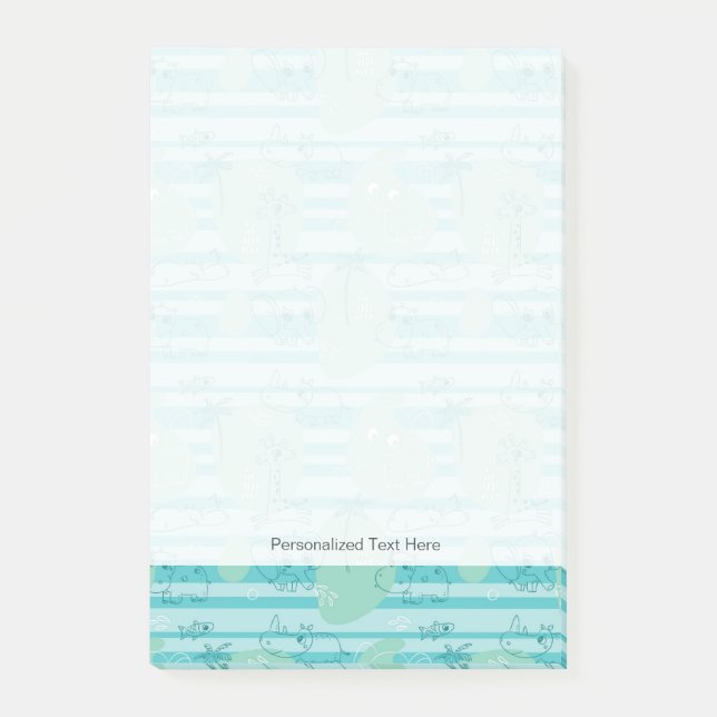 Cute animals playing with water 1 post-it notes (Front)