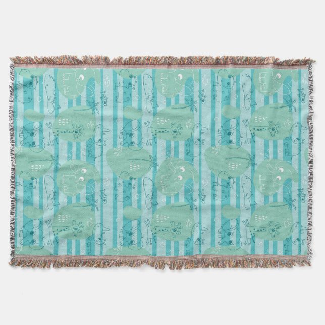Cute animals playing with water 1 throw blanket (Front)