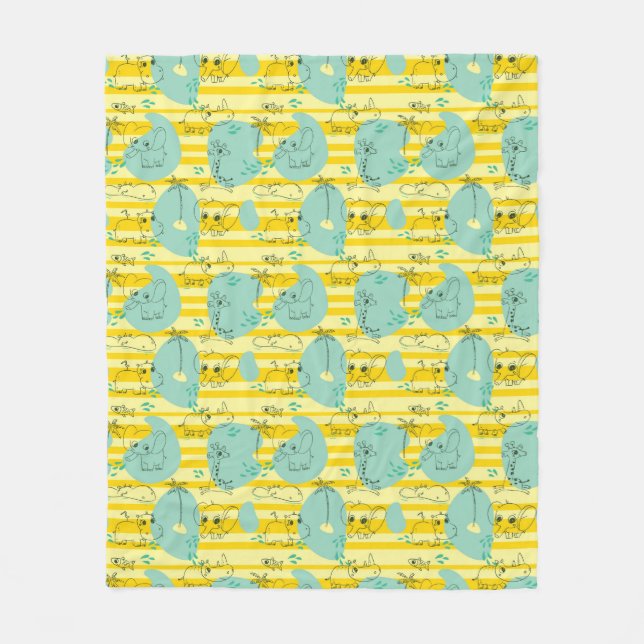 Cute animals playing with water 2 fleece blanket (Front)