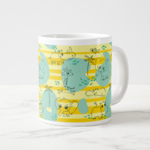 Cute animals playing with water 2 large coffee mug