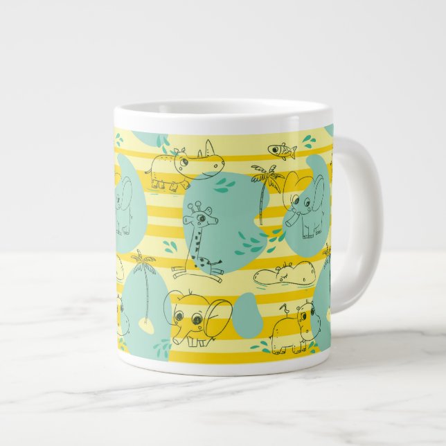 Cute animals playing with water 2 large coffee mug (Front Right)