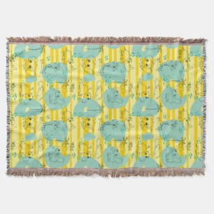 Cute animals playing with water 2 throw blanket