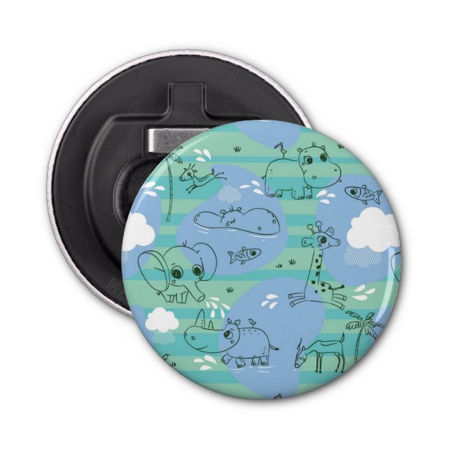 Cute animals playing with water 3 bottle opener (Front)