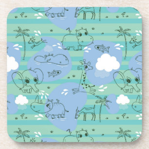 Cute animals playing with water 3 coaster