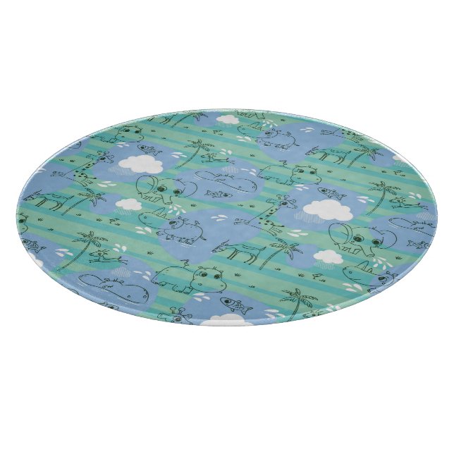 Cute animals playing with water 3 cutting board (Corner)