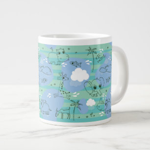 Cute animals playing with water 3 large coffee mug