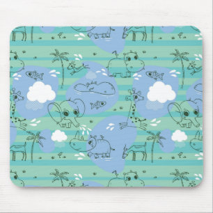 Cute animals playing with water 3 mouse mat