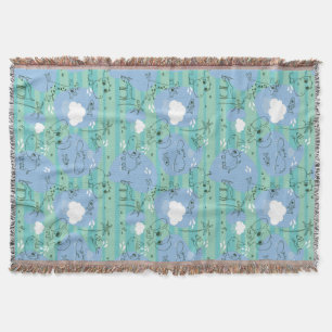 Cute animals playing with water 3 throw blanket