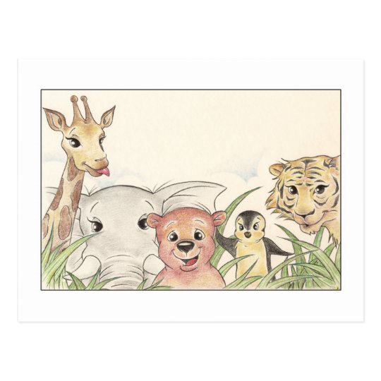 Cute animals postcard