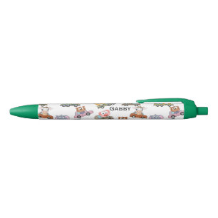 Cute Animals  Print Personalised Name Black Ink Pen