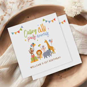 Cute Animals Safari 1st Birthday Party  Napkin