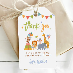 Cute Animals Safari Birthday Party Gift Tags