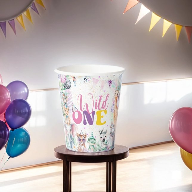 Cute Animals Safari Wild One Birthday Party Paper Cups (Creator Uploaded)