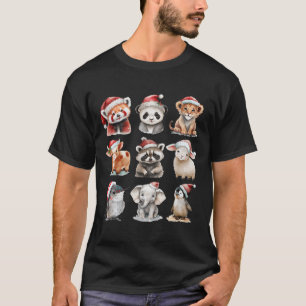 Cute Animals Santa Friends Christmas Racoon Boys T-Shirt