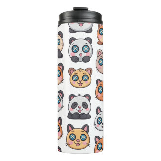 Cute Animals Sticker Sheet Adorable Cartoon Charac Thermal Tumbler