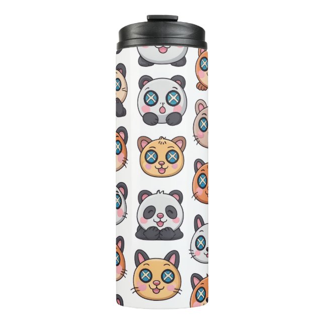 Cute Animals Sticker Sheet Adorable Cartoon Charac Thermal Tumbler (Front)