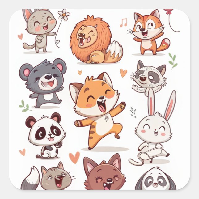  Cute Animals Sticker Sheet Adorable CSticker (Front)