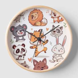 Cute Animals Sticker Sheet Adorable CSticker Clock